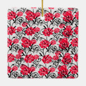 Rode Roos Bloemen Illustratie Patroon Ontwerp Keramisch Ornament (Achterkant)