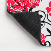 Rode Roos Bloemen Illustratie Patroon Ontwerp Muismat (Hoek)