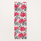 Rode Roos Bloemen Illustratie Patroon Ontwerp Yogamat (Achterkant)