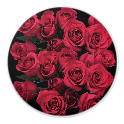 Rode roos bloemen keramische knop (Voorkant)