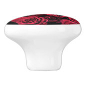 Rode roos bloemen keramische knop (Zijkant)