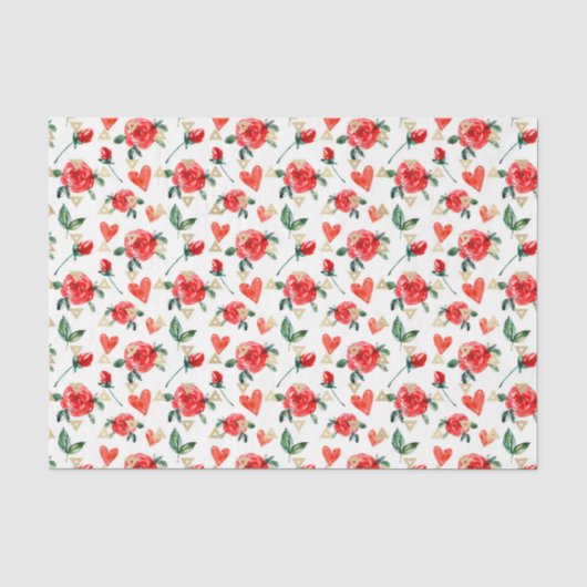 Rode Roos Bloemen (Ontwerp 23 Rode Serie) Tissuepapier (Voorkant)