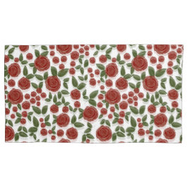 Rode roos bloemen op wit kussensloop