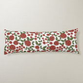 Rode roos bloemen op wit lichaamskussen (Achterkant)