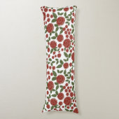 Rode roos bloemen op wit lichaamskussen (Voorkant Verticaal)