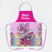 Rode Roos Bloemen Rozen Bloem Kerstmis Schort (Voorkant)