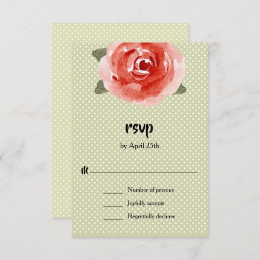 Rode Roos Bloemen RSVP Kaartje (Voorkant / Achterkant)
