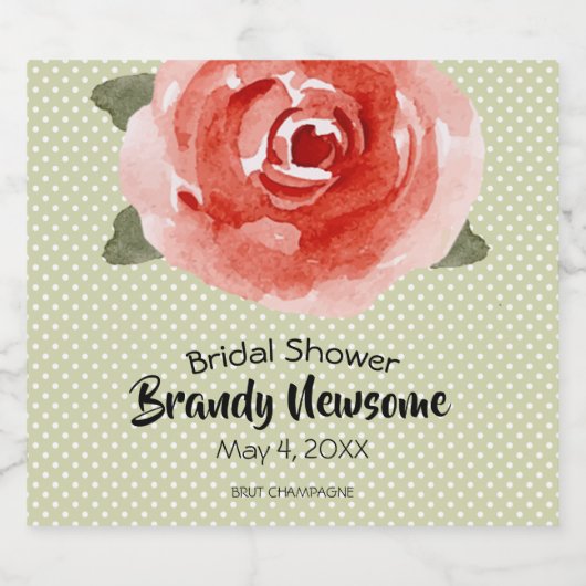 Rode Roos Bloemen Sparkling Wijnetiket (Enkel label)