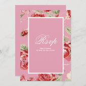 Rode roos bloemendruk bewaar de datum RSVP kaart (Voorkant / Achterkant)