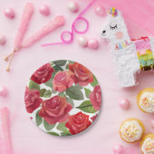 Rode Roos Bloemenfeest Papieren Bordje (Feest)