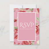 Rode roos bloemenprint bewaar de datum RSVP kaart (Voorkant)