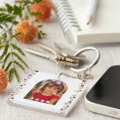 Rode Roos Bloemensleutelhanger met Foto Sleutelhanger (Voorkant Rechts)