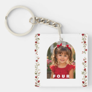 Rode Roos Bloemensleutelhanger met Foto Sleutelhanger