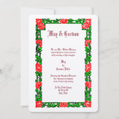  rode roos bloemige grens bruiloft kaart (Voorkant)