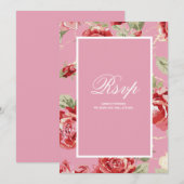 Rode roos bloemige print save the date RSVP kaart (Voorkant / Achterkant)