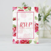 Rode roos bloemige print save the date RSVP kaart (Staand voorkant)