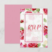 Rode roos bloemige print save the date RSVP kaart (Voorkant / Achterkant)