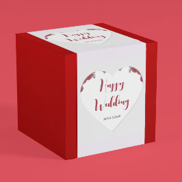 Rode Roos Bloemige Trouw Thema Hart Sticker