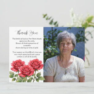 Rode Roos Bloemisterige Funeral Overlijden Bedankt Kaart