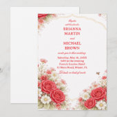 Rode Roos Bloemrijke Romantiek Kaart (Voorkant / Achterkant)