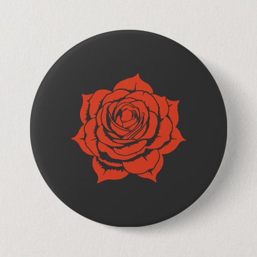 Rode Roos Bloemschikking - Grote Knop Ronde Button 7,6 Cm (Voorkant)