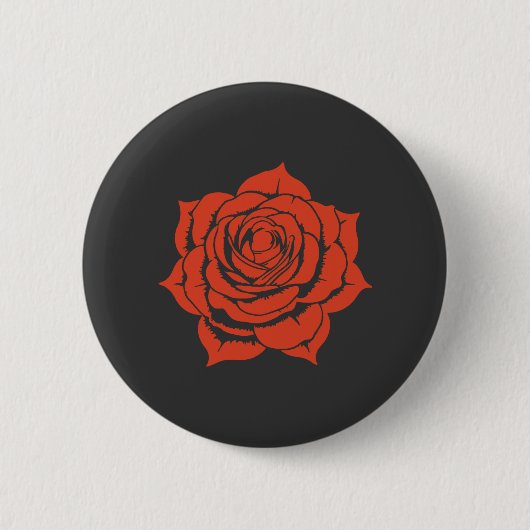 Rode Roos Bloemschikking - Standaard knoopsgarniet Ronde Button 5,7 Cm (Voorkant)