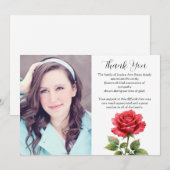 Rode Roos Bloemstuk Funeral Doden Dank u  Kaart (Voorkant / Achterkant)