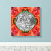 Rode Roos Bloemstuk Maak Je Eigen Foto  Canvas Afdruk (Insitu (Houten vloer))