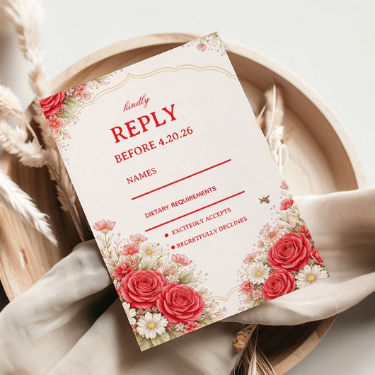 Rode Roos Bloemstuk RSVP Kaartje