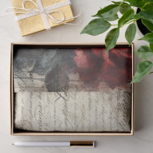 Rode Roos & Botanische Collage Decoupage Tissuepapier (Geschenk)