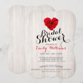 Rode roos bruids douche uitnodiging (Voorkant / Achterkant)