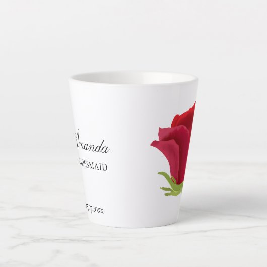 Rode roos bruidsmeisje naam latte Mok (Voorkant)