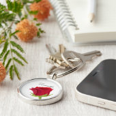 Rode roos Bruidsmeisje Naam Sleutelhanger (Zijkant)