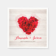 Rode roos bruiloft cocktail papier servetten hhn01