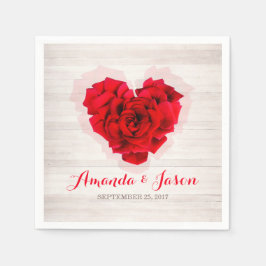 Rode roos bruiloft cocktail papier servetten hhn01