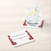 Rode roos bruiloft kartonnen onderzetters (Insitu)