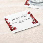 Rode roos bruiloft kartonnen onderzetters (Schuin)