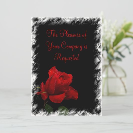 Rode Roos bruiloft uitnodiging (Staand voorkant)