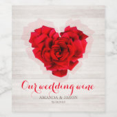 Rode roos bruiloft wijn / mousserende wijn label h etiket (Enkel label)