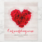 Rode roos bruiloft wijn / mousserende wijn label h wijn etiket (Enkel label)