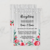 Rode Roos Bruilofts Receptie Kaarten Grijs Hout Bl (Voorkant / Achterkant)