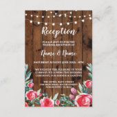 Rode Roos Bruilofts Receptie Kaarten Houten Roze B (Voorkant)