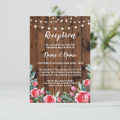 Rode Roos Bruilofts Receptie Kaarten Houten Roze B (Staand voorkant)