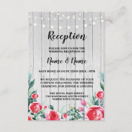 Rode Roos Bruiloftsreceptie Kaarten Grijze Hout Bl