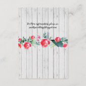 Rode Roos Bruiloftsreceptie Kaarten Grijze Houten  (Achterkant)