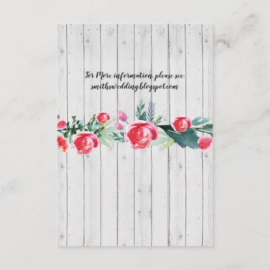 Rode Roos Bruiloftsreceptie Kaarten Grijze Houten (Achterkant)