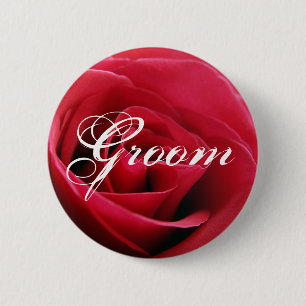 rode roos, bruin ronde button 5,7 cm