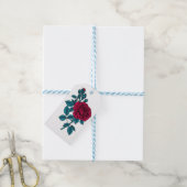 Rode roos cadeaulabel (Met Touw)
