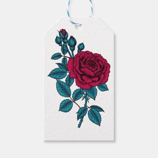 Rode roos cadeaulabel (Voorkant)