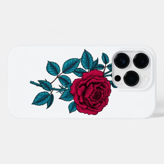 Rode roos Case-Mate iPhone case (Achterkant (horizontaal))